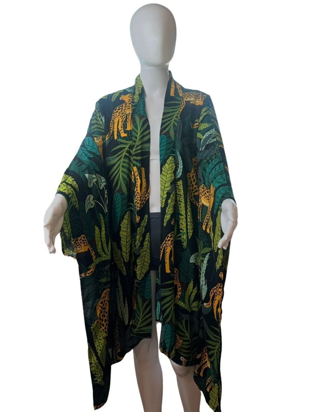 Antthony Cheetah & Tropical Print Kimono Topper One Size Includes Plus